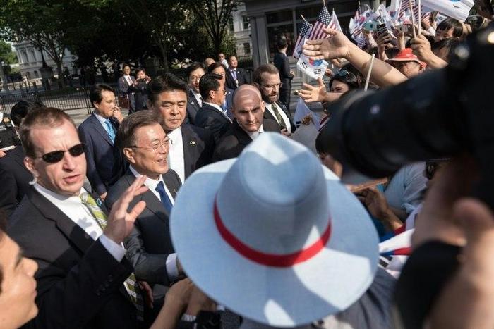 South Korea's President Moon Jae-In is in Washington to meet Donald Trump on his first overseas trip since taking office