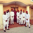 Banky W, flanked by his close friends.