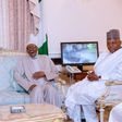 Buhari shares a laugh with State Governors in his London apartment