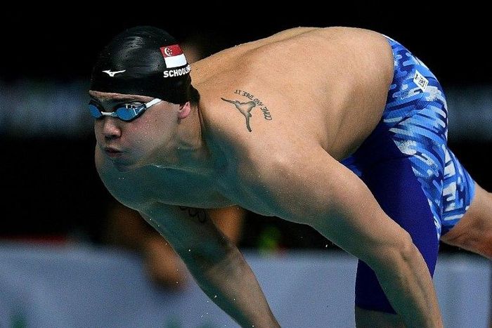 Singapore's Joseph Schooling competes in the 4x100m freestyle relay at the Southeast Asian Games in Kuala Lumpur, on August 22, 2017