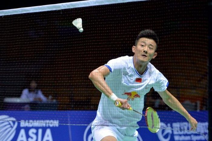 Chen Long of China hits a return against compatriot Shi Yuqi during their men's singles semi-final match at the 2017 Badminton Asia Championships in Wuhan, Hubei province on April 29, 2017