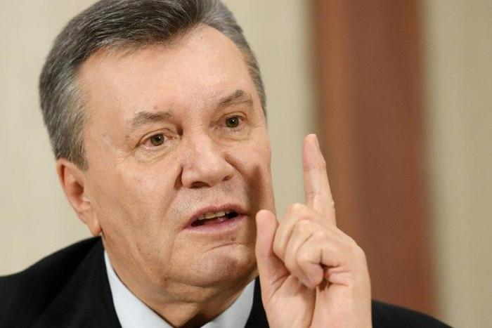 Former Ukrainian president Viktor Yanukovych answers journalists questions during a press conference in Moscow, on February 21, 2017