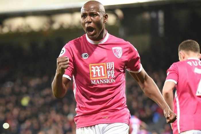 Bournemouth's striker Benik Afobe celebrates after scoring their second goal during the English Premier League football match against Crystal Palace February 2, 2016