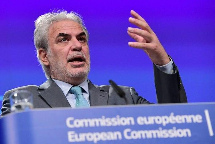 European Union aid commissioner Christos Stylianides speaking at a press conference in Brussels on September 8, 2016