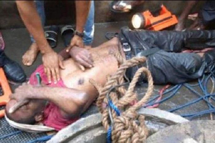 The suicidal man after he was rescued