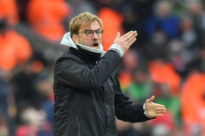 Liverpool manager Jurgen Klopp gestures on the touchline during the English Premier League match against Swansea City at Anfield in Liverpool, north west England on January 21, 2017