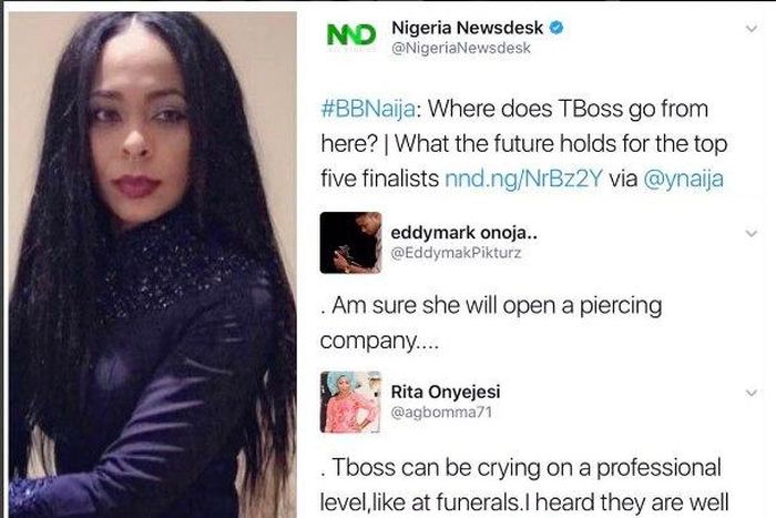 Tboss being trolled by Nigerians