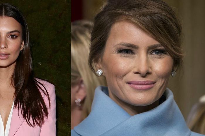 Emily Ratajkowski (L) and Melania Trump (R)