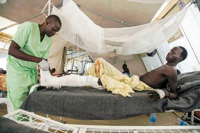 Old Fangak hospital in South Sudan has expanded from a single tent into several treatment rooms lined with white metal beds and warm blankets