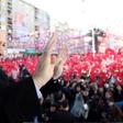 Turkish President Recep Tayyip Erdogan greets supporters at Muftuluk Square in the southeastern city of Kahramanmaras, on February 17, 2017