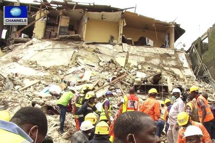 Collapsed building on Lagos Island