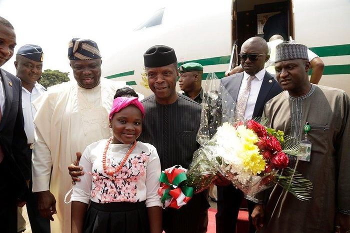 Acting President, Yemi Osinbajo arrives in Lagos State on Tuesday, March 7, 2017.