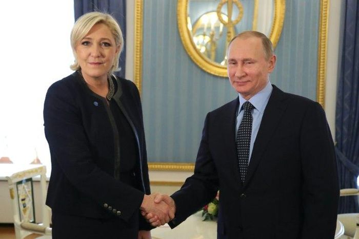 Russian President Vladimir Putin meets French presidential election candidate Marine Le Pen for talks at the Kremlin on March 24, 2017