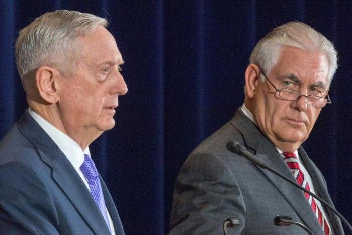 US Secretary of Defense Jim Mattis (L) and US Secretary of State Rex Tillerson met with top Chinese officials, with North Korea high on the agenda