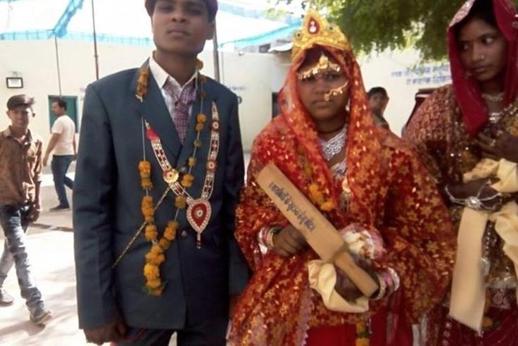 An Indian bride with her bat