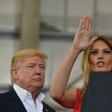 US President Donald Trump and First Lady Melania Trump arrive for a rally on February 18, 2017 in Melbourne, Florida