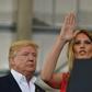 US President Donald Trump and First Lady Melania Trump arrive for a rally on February 18, 2017 in Melbourne, Florida