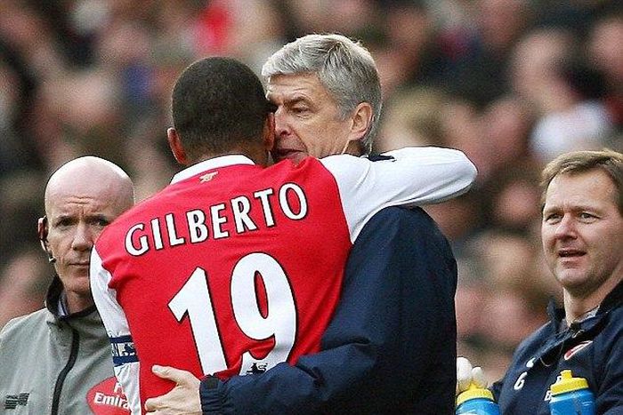Gilberto Silva and Arsene Wenger