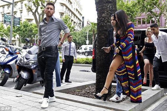 Lionel Messi, Cesc Fabregas and Daniella Semaan