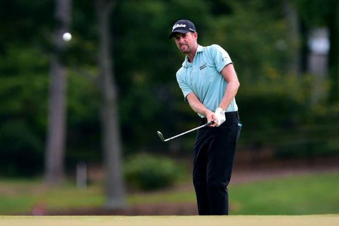 Webb Simpson of the US plays his third shot on the ninth hole during the second round of the Wyndham Championship, at Sedgefield Country Club in Greensboro, North Carolina, on August 18, 2017