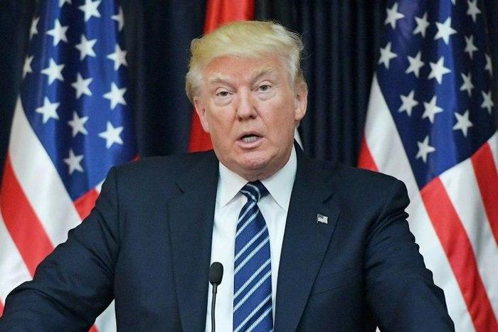 US President Donald Trump speaks during a joint press conference with the Palestinian leader at the presidential palace in the West Bank city of Bethlehem on May 23, 2017