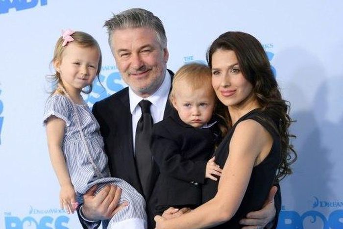 Alec Baldwin (2ndL) poses with his children Carmen, Rafael and his wife Hilaria at "The Boss Baby" New York Premiere in March 2017