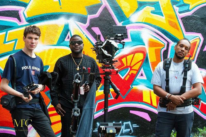 Skales on set of video shoot of 'Booty language' feat. Sarkodie