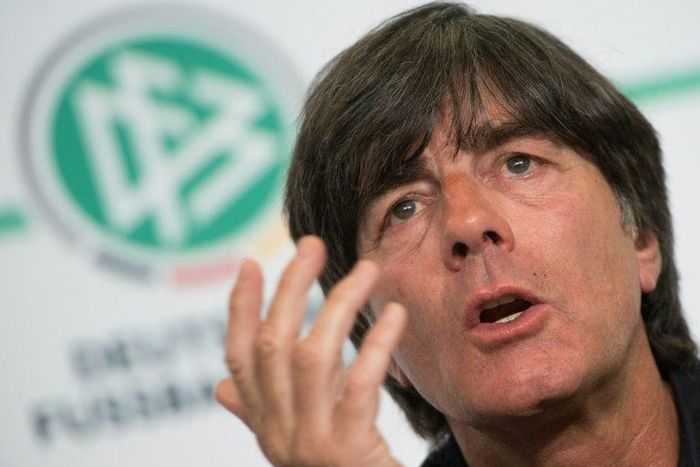 Germany coach Joachim Loew answers questions during a press conference in in Frankfurt, on May 17, 2017