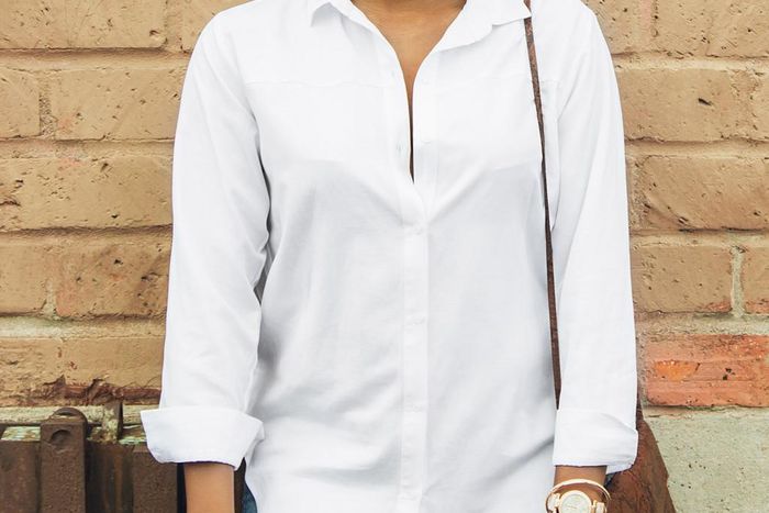 Seyi Famuyiwa does the boyfriend shirt over fringe denim