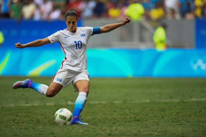 US midfielder Carli Lloyd in action against Sweden during the 2016 Olympic Games in Rio de Janeiro