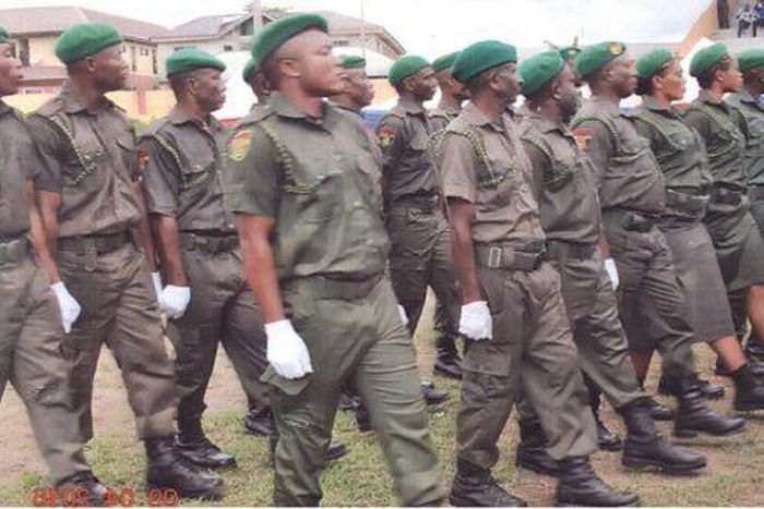 Newly passed out trainees of the Nigerian Legion on parade