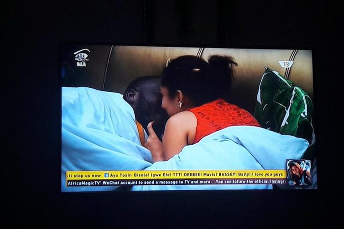 Gifty and Bally kissing in the Big Brother Naija house
