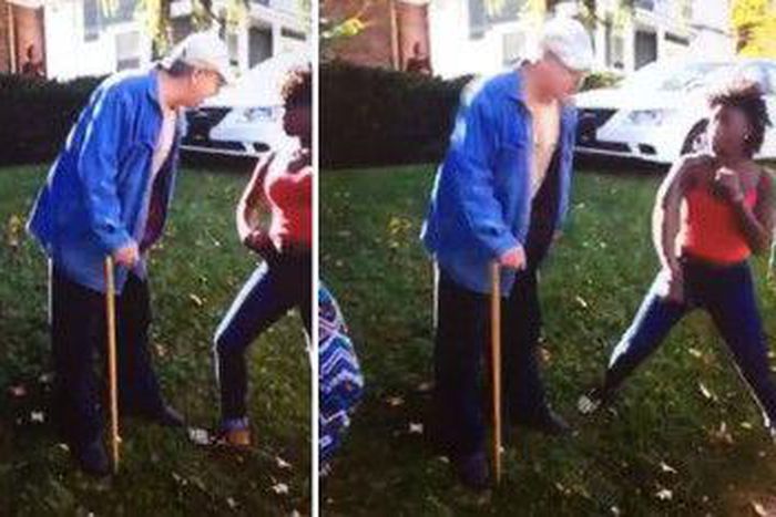 An image of two teenage girls before the assault on the  elderly man began.