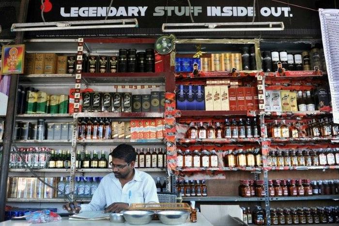 An alcohol store in the Indian city of Hyderabad in 2013