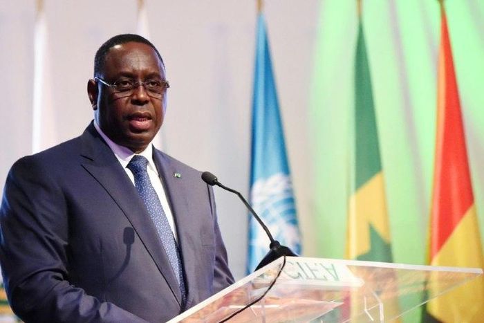 President Macky Sall, pictured in March 2017, visited the site of the fire that killed at least 25 people at a Muslim religious retreat in Senegal