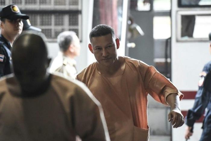 Xaysana Keophimpa, allegedly a key figure among gangs buying drugs from Myanmar's meth labs, arriving at a criminal court in Bangkok