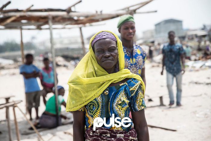 Old woman who was born in the now demolished Otodo-Gbame community tells her story and poses for the camera