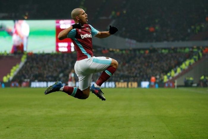 Algerian midfielder Sofiane Feghouli, pictured in February 2017, has signed a five-year contract with Turkish club Galatasaray, who will pay Feghouli's former team West Ham a transfer fee of 4.24 million euros ($5 million)