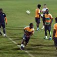 Ivory Coast's players take part in a training session on January 22, 2017 in Bitam during the 2017 Africa Cup of Nations tournament in Gabon