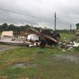 A trailer home in Louisiana where two people were killed after a possible tornado on April 2, 2017.