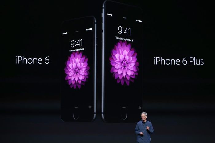 Apple CEO, Tim Cook, unveils the new iPhone 6 and iPhone 6 Plus on Sept. 9, 2014 in California, U.S.A.