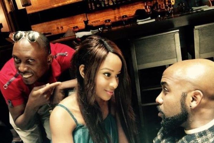 Frank Donga photo bombs Banky W and Adesua Etomi's photo