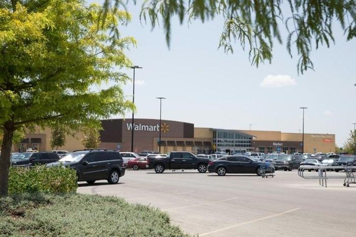 The parking lot of the Walmart in San Antonio, Texas, where a truck trailer was found with 10 deceased immigrants inside it on Sunday