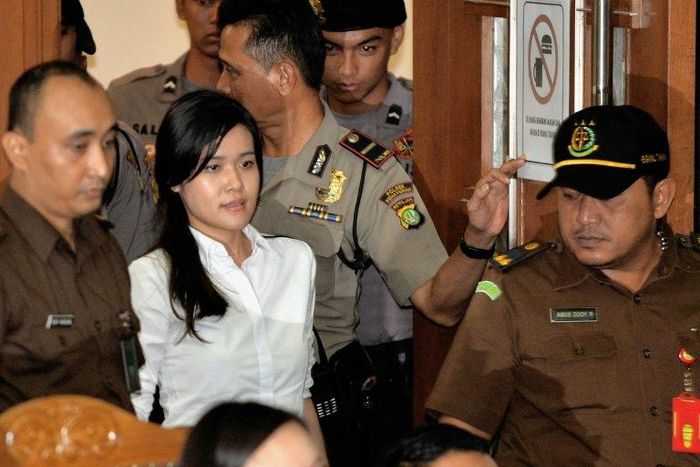 Indonesian Jessica Kumala Wongso (2L) was found guilty of murdering murdering her college friend with poisoned coffee at an upmarket cafe