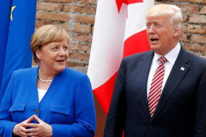 European leaders, among them German leader Angela Merkel, seen in May 2017 with US President Donald Trump, suggested Europe might have to look to its own security after Trump refused to make an unequivocal public commitment to NATO's Article 5