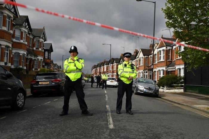 British police officers in north-west London on April 28, 2017