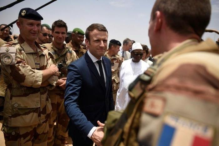 France's President Emmanuel Macron is visiting French troops in Mali on his first official trip outside Europe since taking power at the weekend