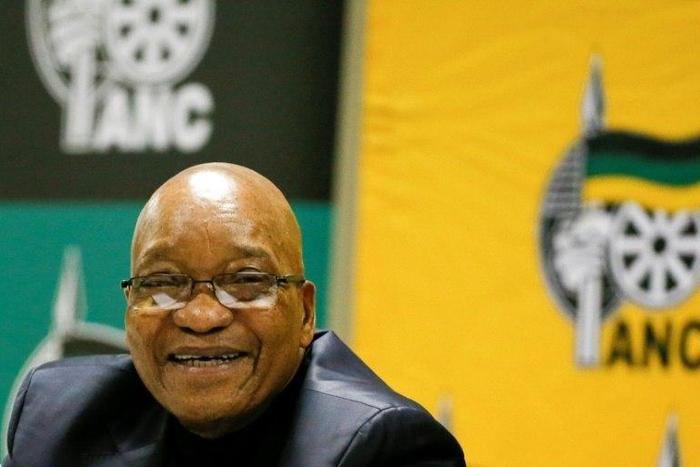 South African President Jacob Zuma smiles during a meeting of the African National Congress' executive committee in Pretoria, on May 27, 2017