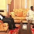 President Muhammadu Buhari receives the Senate President, Bukola Saraki and the Speaker of the House of Reps, Yakubu Dogara, in London on Thursday, August 17.