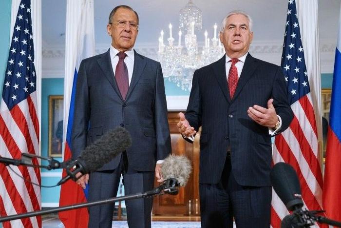 US Secretary of State Rex Tillerson (R) who met with Russian Foreign Minister Sergei Lavrov ion May 10, 2017, said trust between the two nations was "very low"